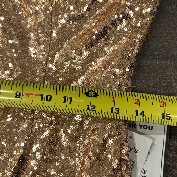 B Darlin Juniors’ Sequined Gown Maxi Dress Rose Gold NWT Size 11 Macy’s - Picture 12 of 15